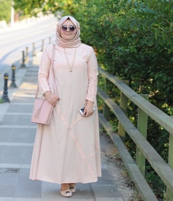 Model Baju Gamis Untuk Orang Gemuk Terbaru Soft Nude