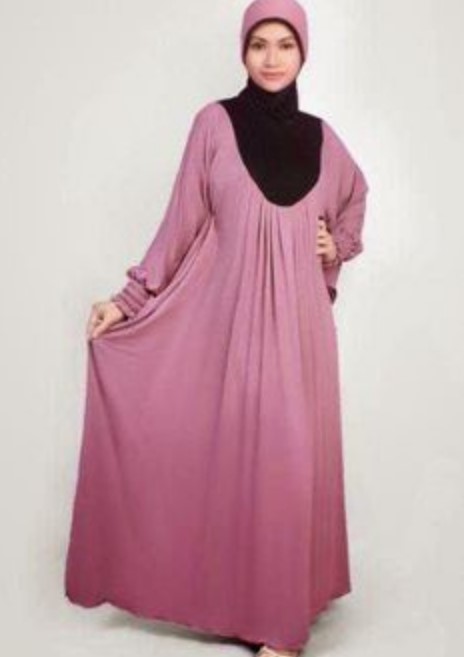 Model Baju Gamis Unutk Orang Gemuk Biar Kelihatan Langsing Aksen Warna Polos Lain Pink Hitam