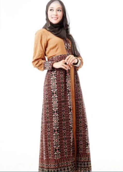 Model Batik Kombinasi Kain Polos Katun Coklat Cream