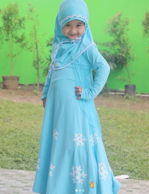 Model Gamis Anak Katun Jepang Modern Simple Soft Blue