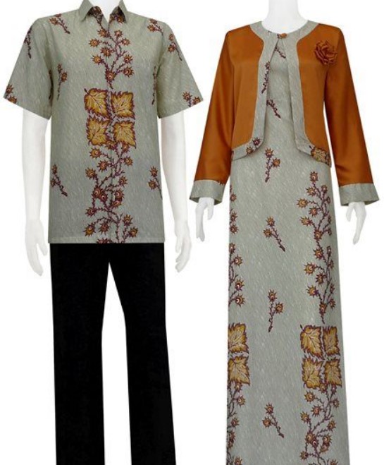 Model Gamis Batik Blazer Lebaran Terbaru Couple Broken White Kuning