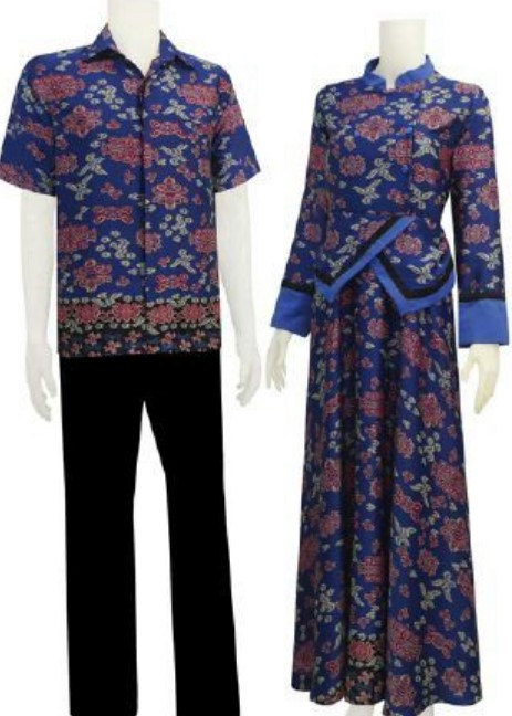 Model Gamis Batik Kombinasi Polos Katun Modern Katun Navy