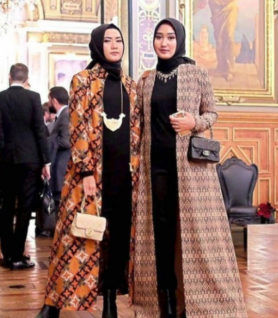 Model Gamis Batik Pesta Mewah dan Cantik Coklat Cream