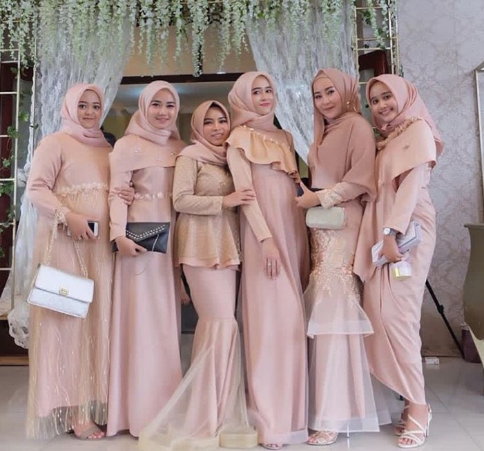 Model Gamis Brokat Pesta Baby Dusty PInk