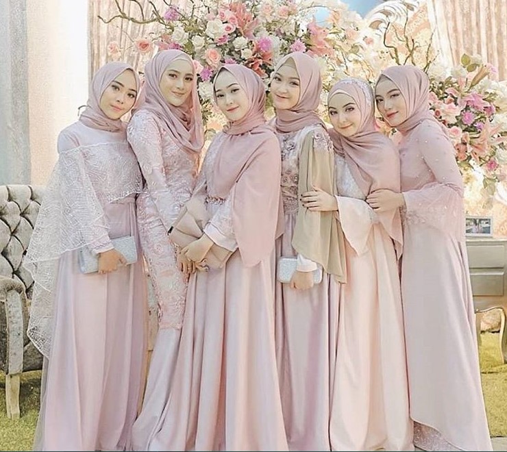 Model Gamis Brokat Pesta Mewah Baby Dusty Pink