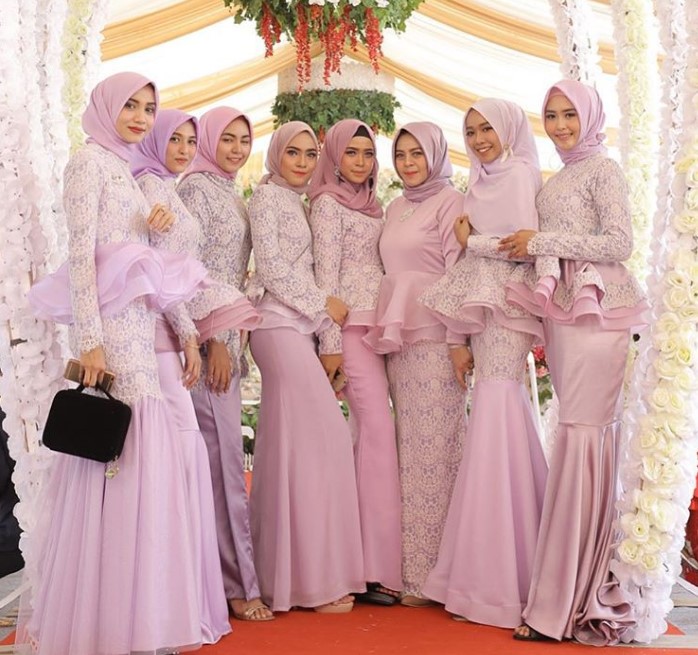 Model Gamis Brokat Pesta Soft Baby Purple