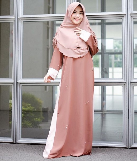Model Gamis Katun Jepang Kombinasi Terbaru Mocca