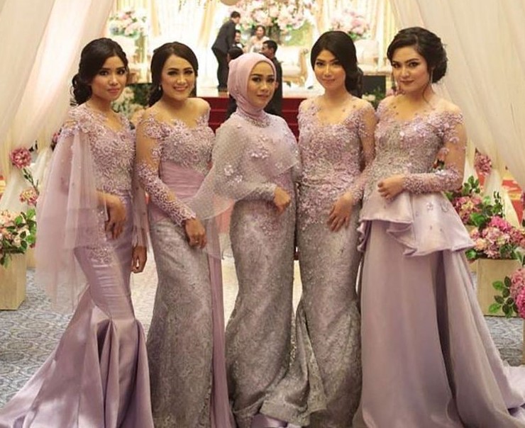 Model Gamis Pesta Brokat Mewah Terbaru Lavender