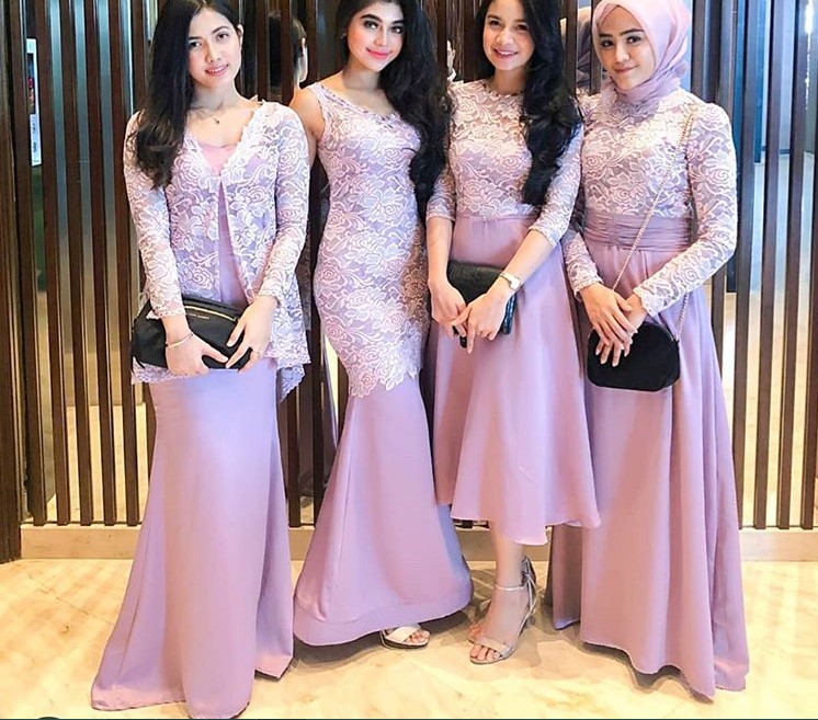 Model Kebaya Gamis Brokat Modern Lavender