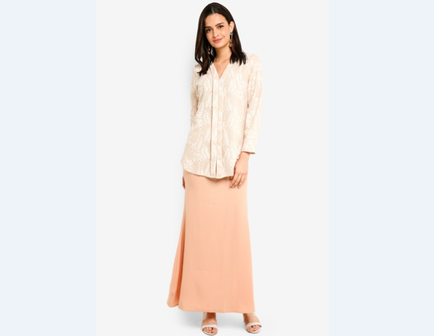 Model Kebaya Modern Klasik Putih Peach