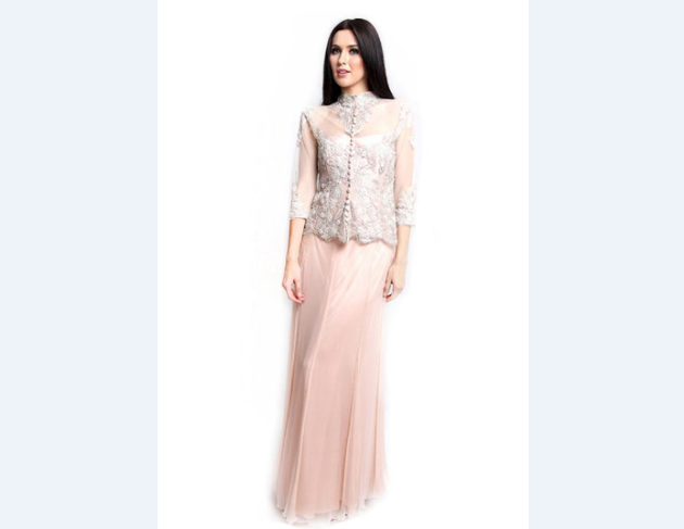 Model Kebaya Modern Lainnya Abu-abu dan Pink Muda