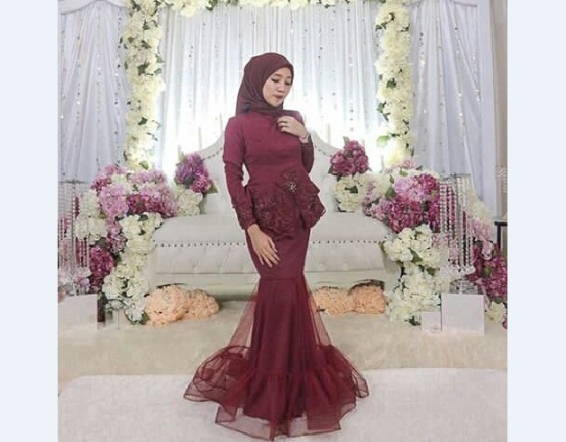 Model Kebaya Modern Lainnya Maroon Duyung Sifon
