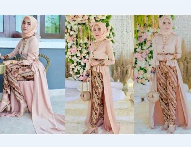 Model Kebaya Modern Lainnya Peach Celana Berekor