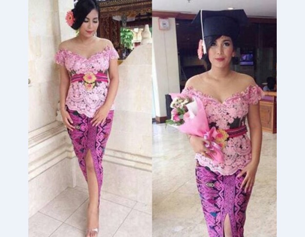 Model Kebaya Modern Lainnya Pink Purple Belah Tengah