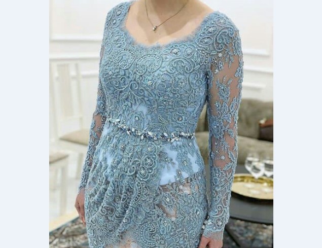 Model Kebaya Pengantin Lainnya Biru Lace