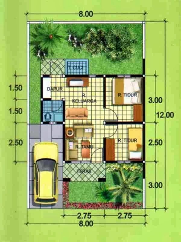 Denah Rumah Sederhana 2 Kamar