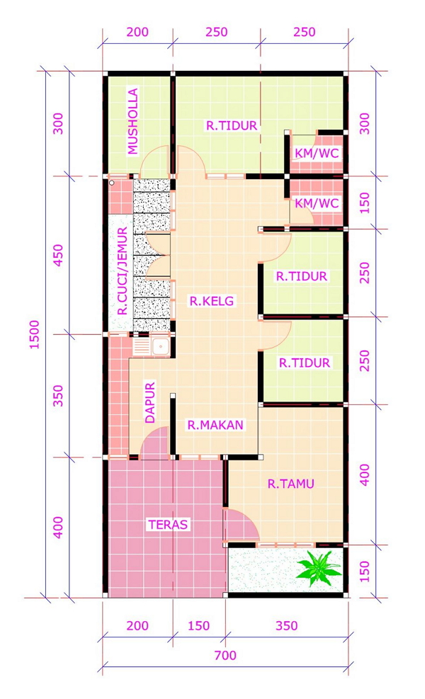 Denah Rumah Sederhana Ada Mushola