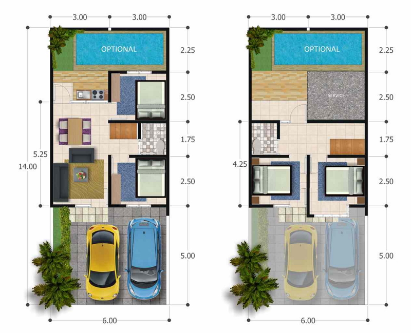 Denah Rumah Sederhana dengan Kolam Renang