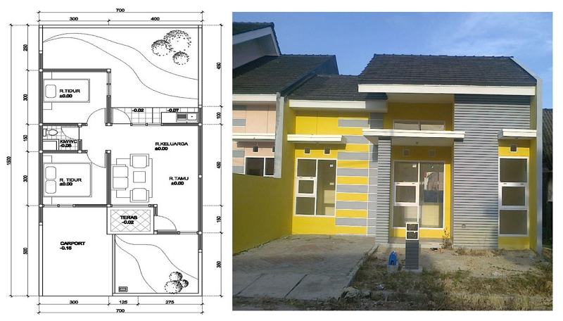 rumah minimalis 1 lantai 2 kamar tidur