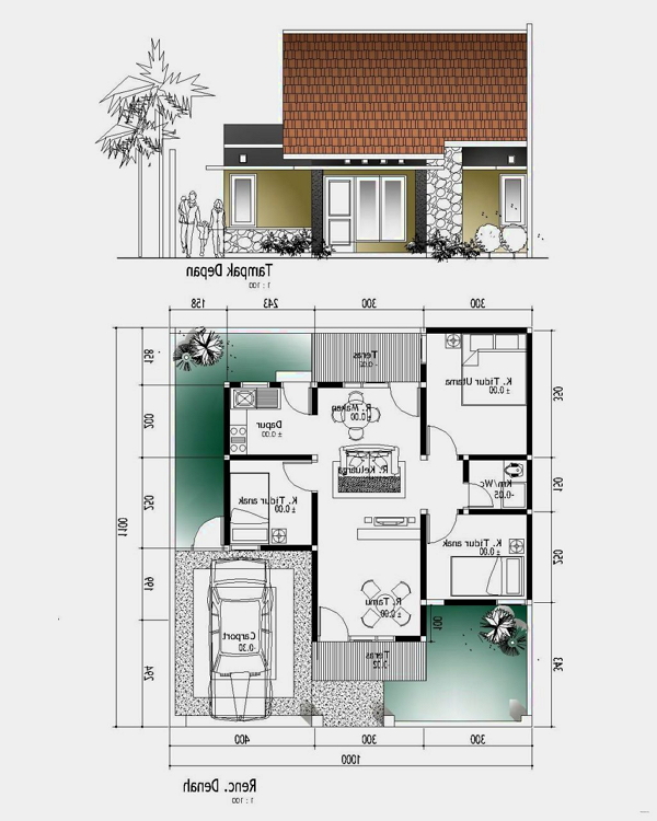 rumah minimalis 1 lantai 3 kamar tidur