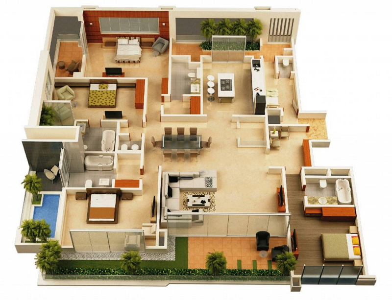rumah minimalis 1 lantai 4 kamar tidur