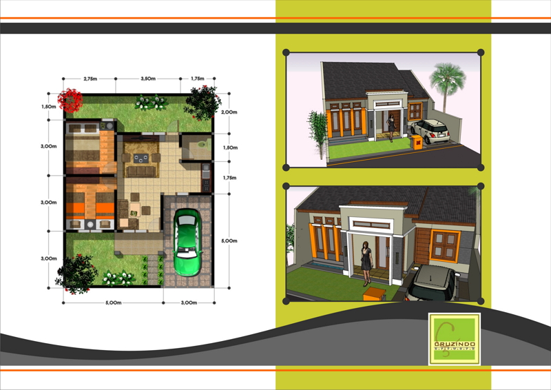 Desain Rumah Minimalis Type 45 2 Kamar Tidur