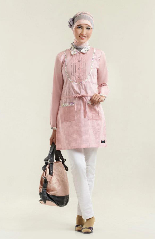 Baju Kerja Wanita Berjilbab warna pink