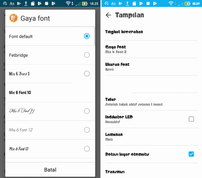 Ganti font asus zenfone